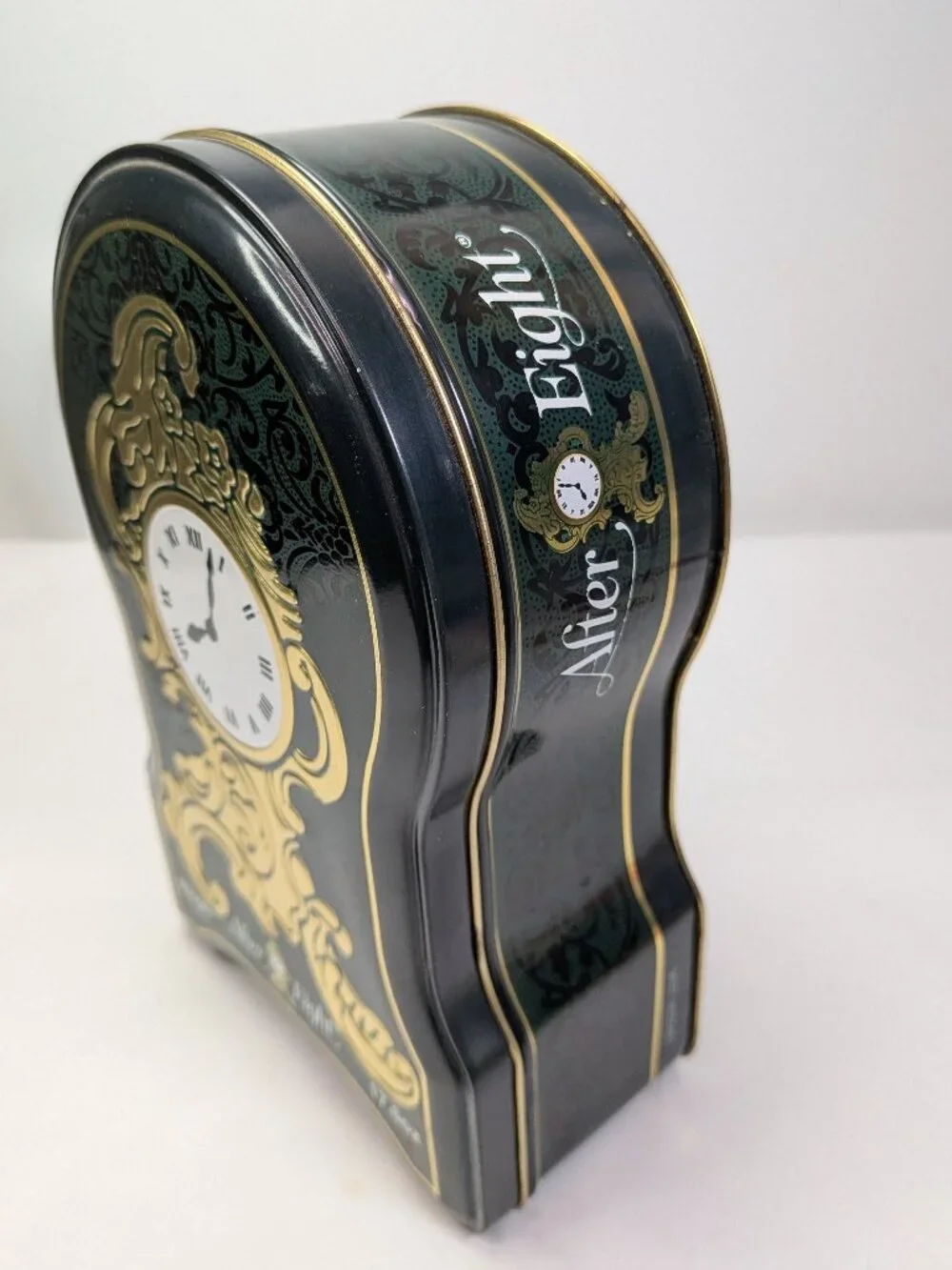 Vintage After Eight Chocolate Metal Tin Grandfather Clock Collectible Storage